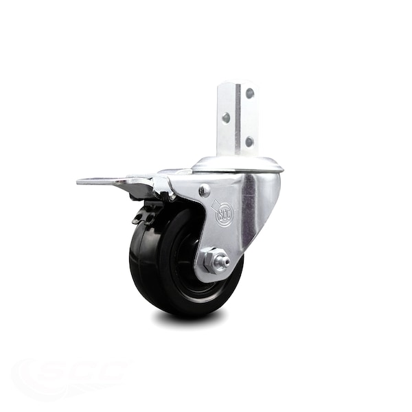 3.5 Inch Hard Rubber Swivel 7/8 Inch Square Stem Caster with Total Lock Brake
